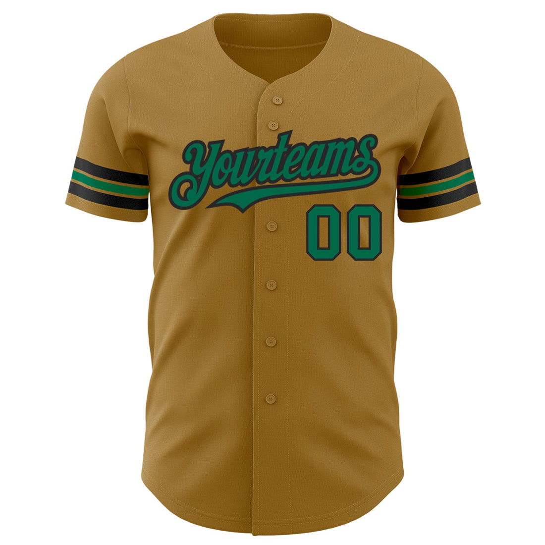 Custom Old Gold Kelly Green-Black Authentic Baseball Jersey