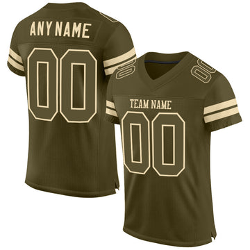 Custom Olive Olive-Cream Mesh Authentic Salute To Service Football Jersey