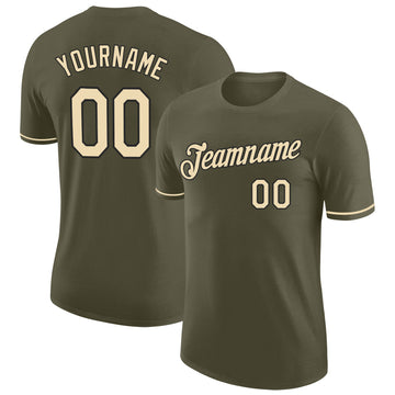 Custom Olive Cream-Black Performance Salute To Service T-Shirt