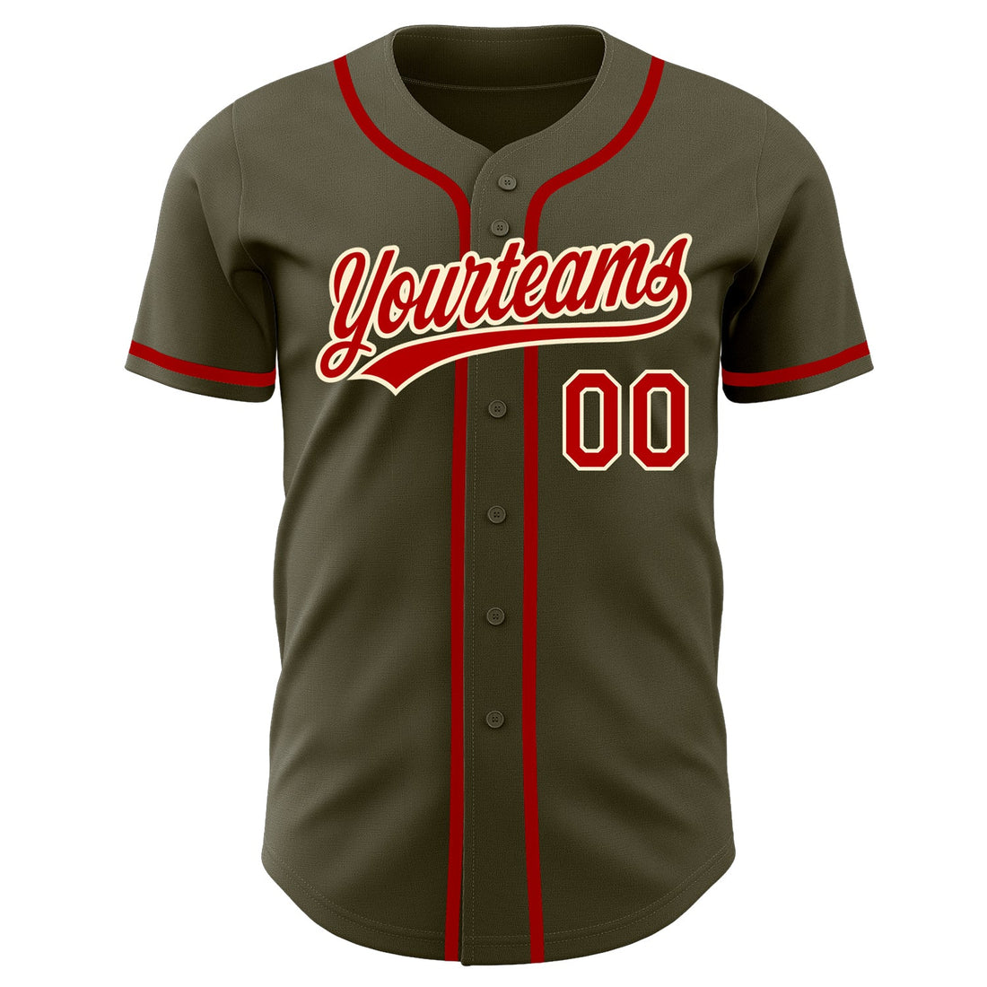 Custom Olive Red-Cream Authentic Salute To Service Baseball Jersey