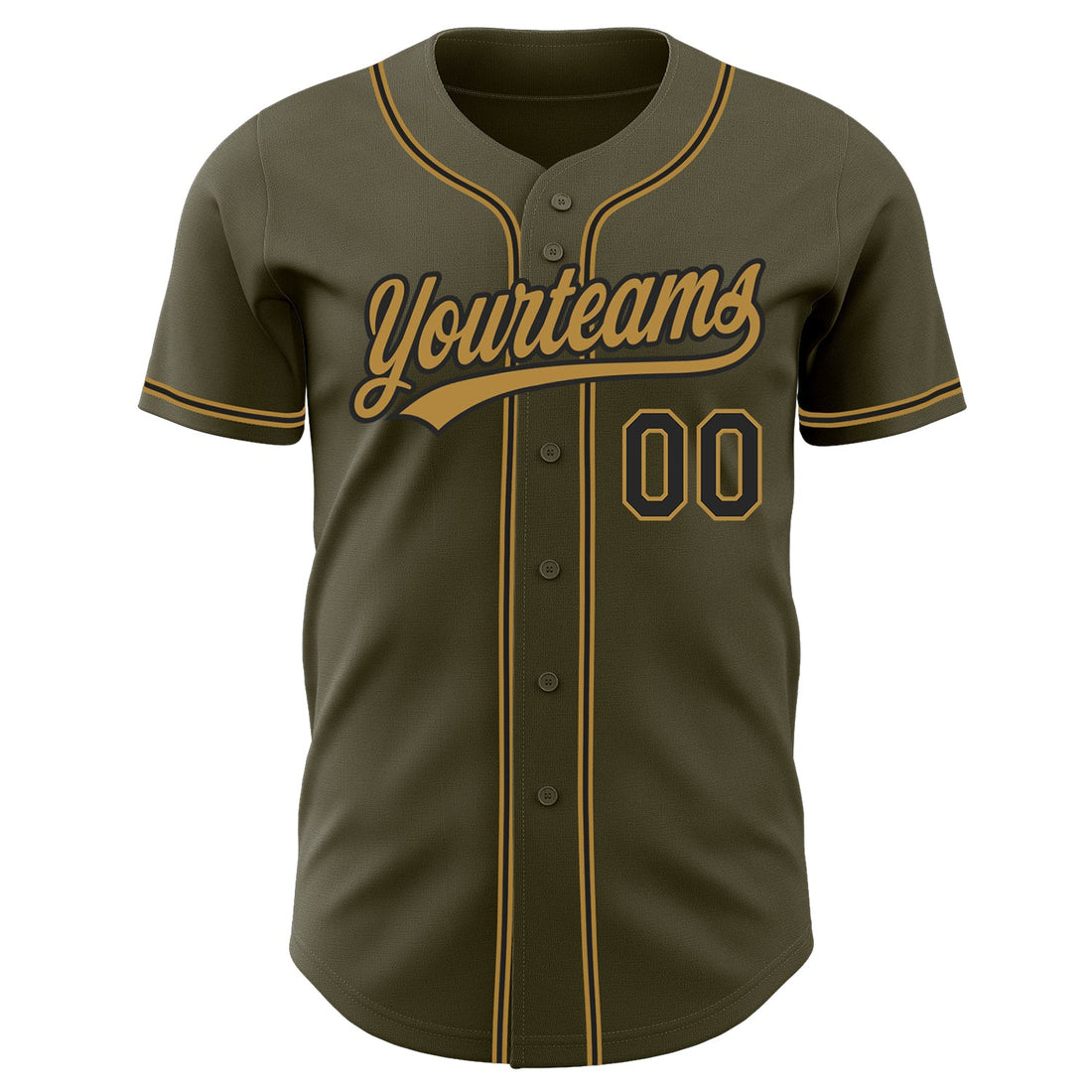 Custom Olive Black-Old Gold Authentic Salute To Service Baseball Jersey