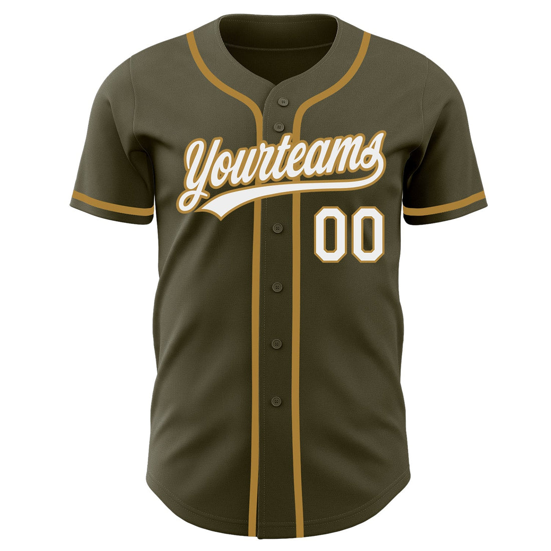 Custom Olive White-Old Gold Authentic Salute To Service Baseball Jersey