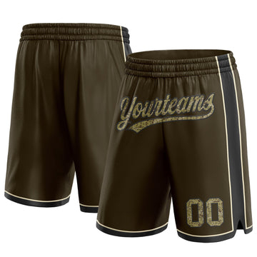 Custom Olive Camo Cream-Black Authentic Salute To Service Basketball Shorts