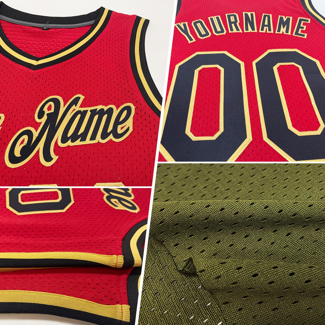 Custom Olive Black-Gold Authentic Throwback Salute To Service Basketball Jersey