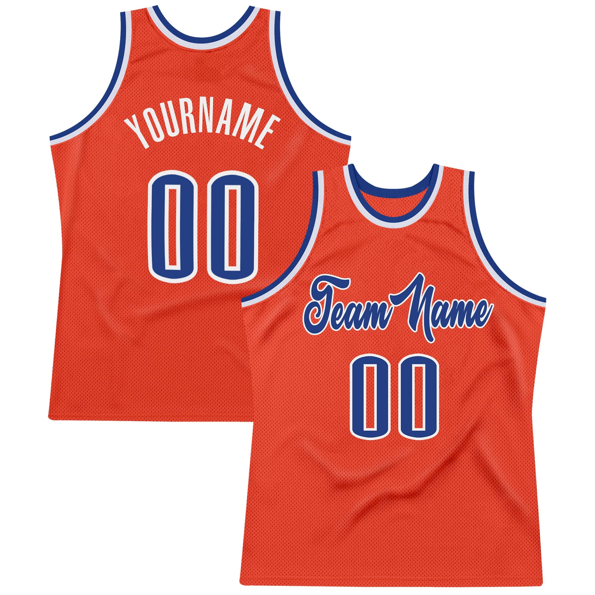 Custom Orange Royal-White Authentic Throwback Basketball Jersey