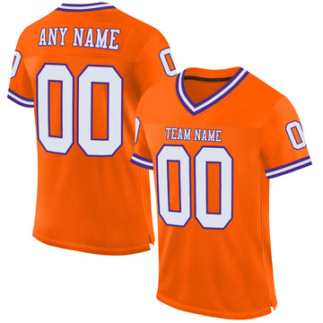 Custom Orange White-Purple Mesh Authentic Throwback Football Jersey