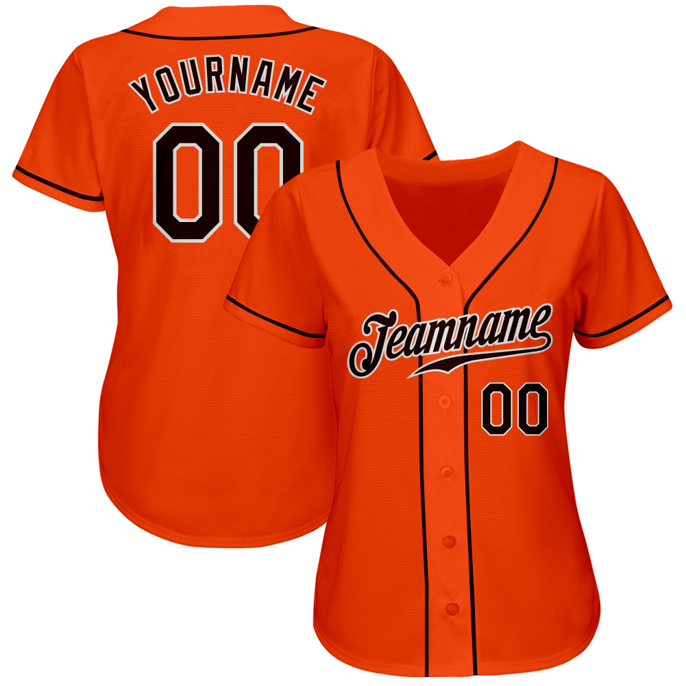 Custom Orange Brown-White Authentic Baseball Jersey