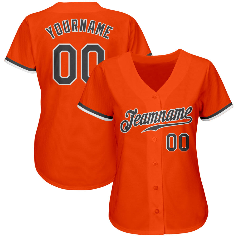 Custom Orange Steel Gray-White Authentic Baseball Jersey