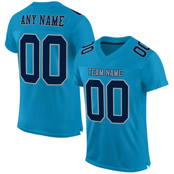 Custom Panther Blue Navy-Gray Mesh Authentic Football Jersey