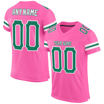 Custom Pink Kelly Green-White Mesh Authentic Football Jersey