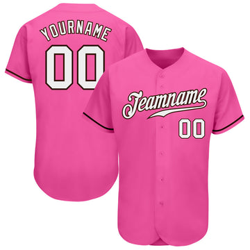 Custom Pink White-Brown Authentic Baseball Jersey