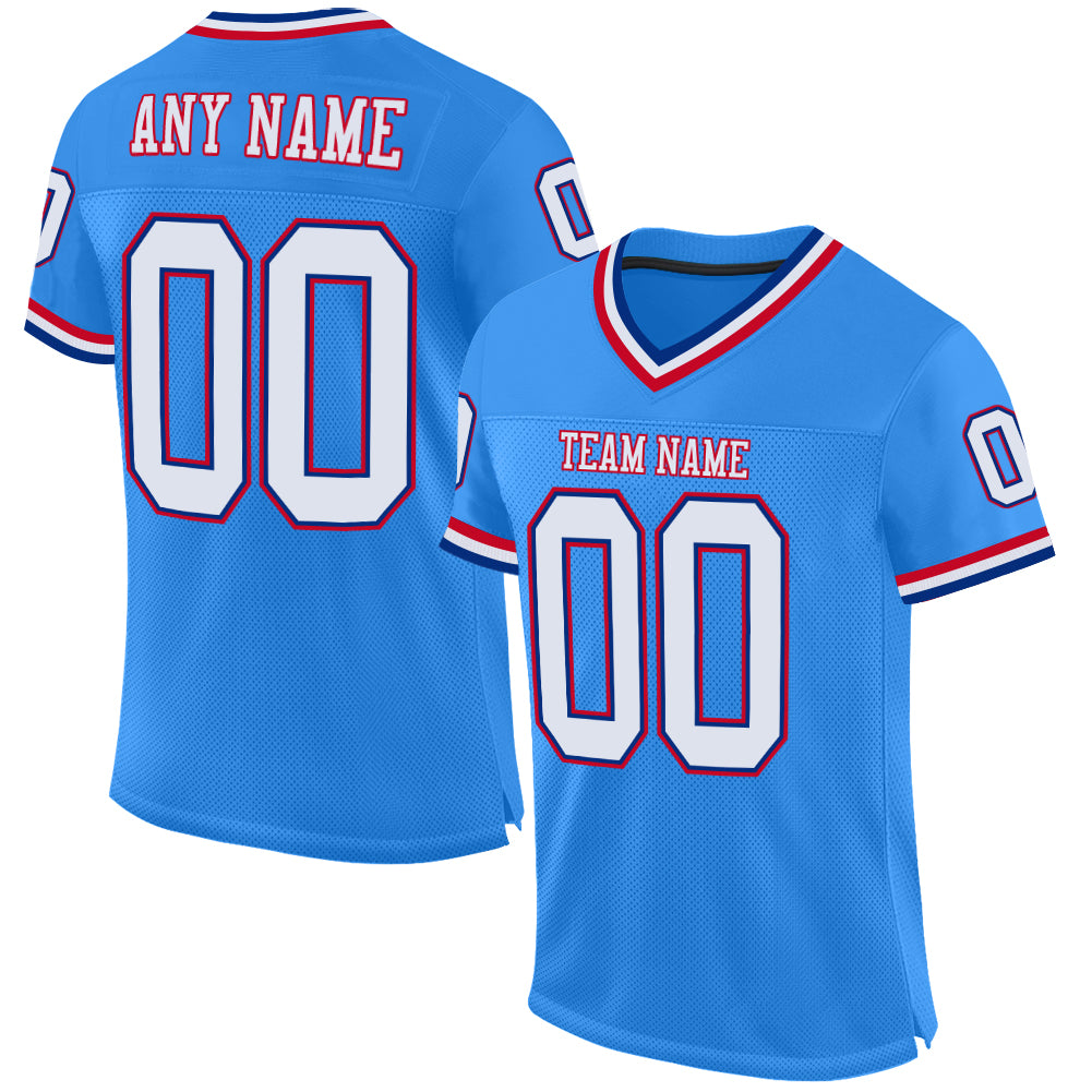 Custom Powder Blue White-Royal Mesh Authentic Throwback Football Jersey