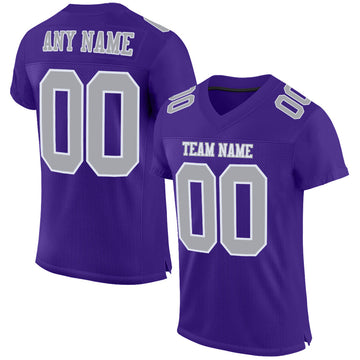 Custom Purple Gray-White Mesh Authentic Football Jersey