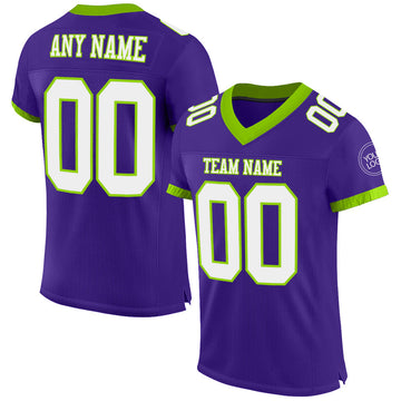 Custom Purple White-Neon Green Mesh Authentic Football Jersey