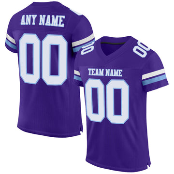 Custom Purple White-Light Blue Mesh Authentic Football Jersey