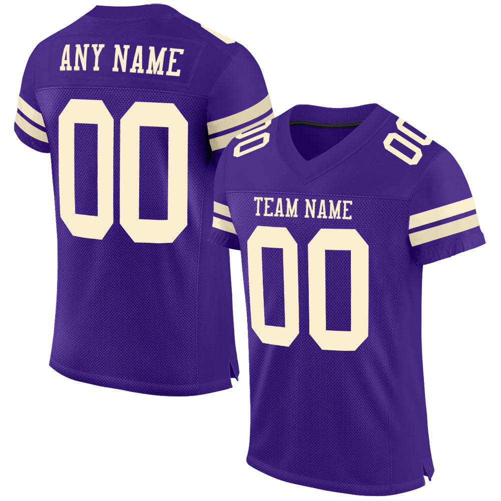 Custom Purple Cream Mesh Authentic Football Jersey