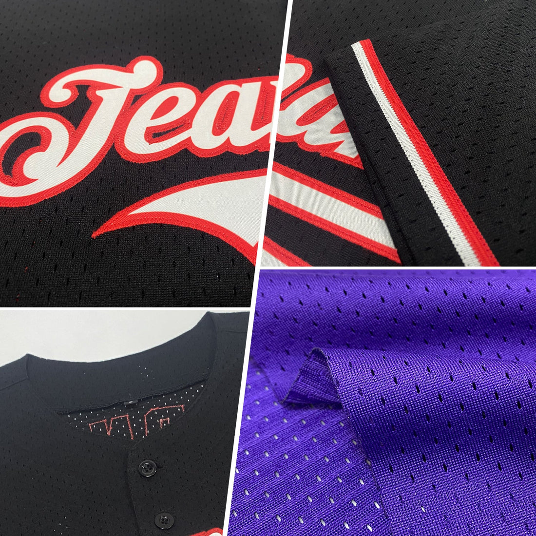 Custom Purple Light Blue-Red Mesh Authentic Throwback Baseball Jersey