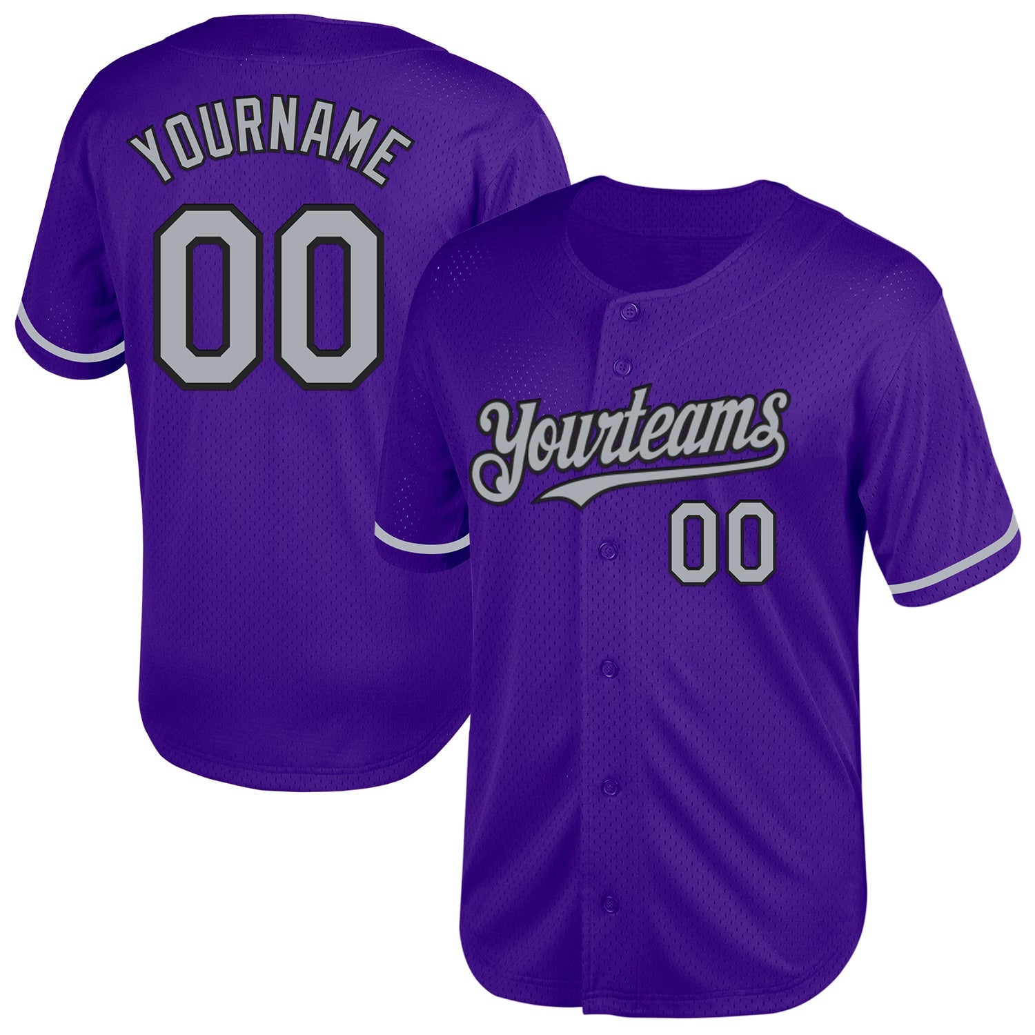 Custom Purple Gray-Black Mesh Authentic Throwback Baseball Jersey