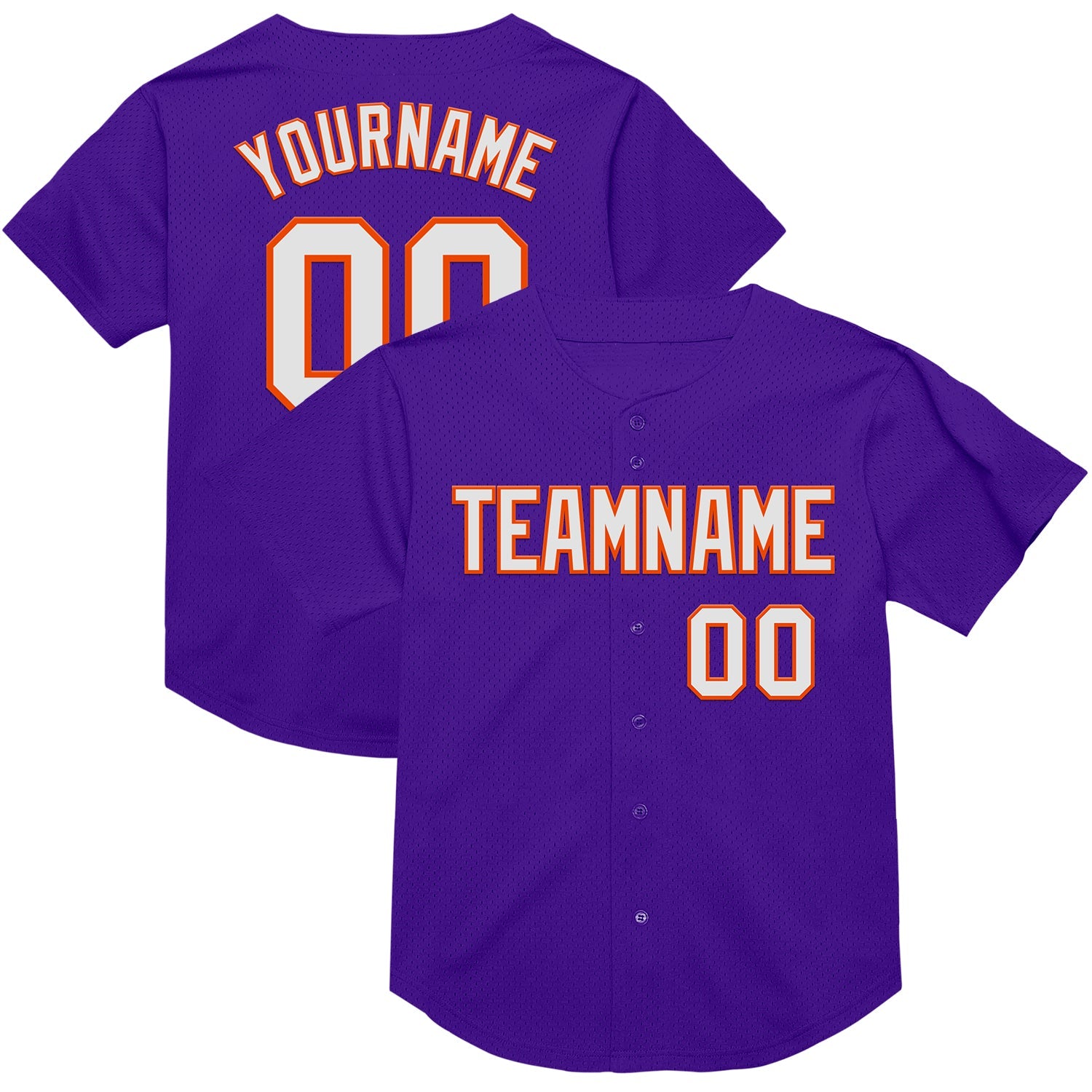 Custom Purple White-Orange Mesh Authentic Throwback Baseball Jersey