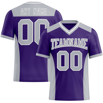 Custom Purple Gray-White Mesh Authentic Football Jersey