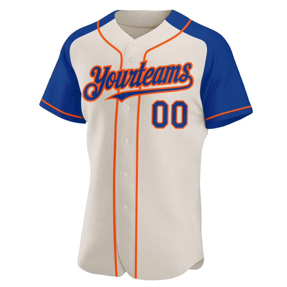 Custom Cream Royal-Orange Authentic Raglan Sleeves Baseball Jersey