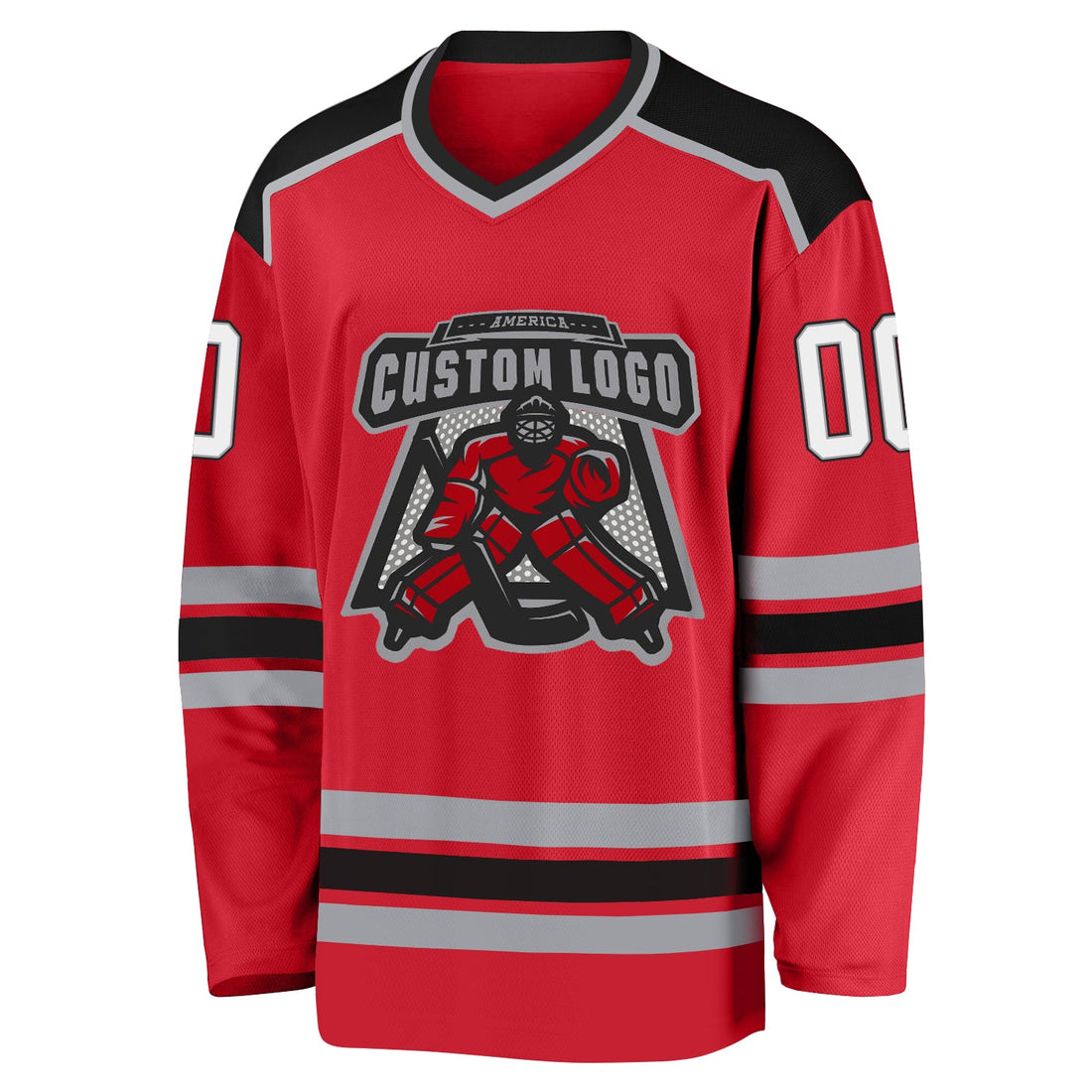 Custom Red White-Black Hockey Jersey