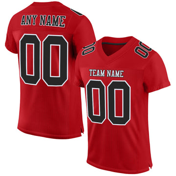 Custom Red Black-White Mesh Authentic Football Jersey