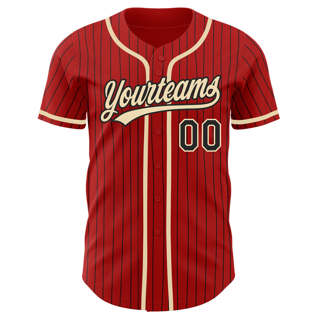 Custom Red Black Pinstripe City Cream Authentic Baseball Jersey