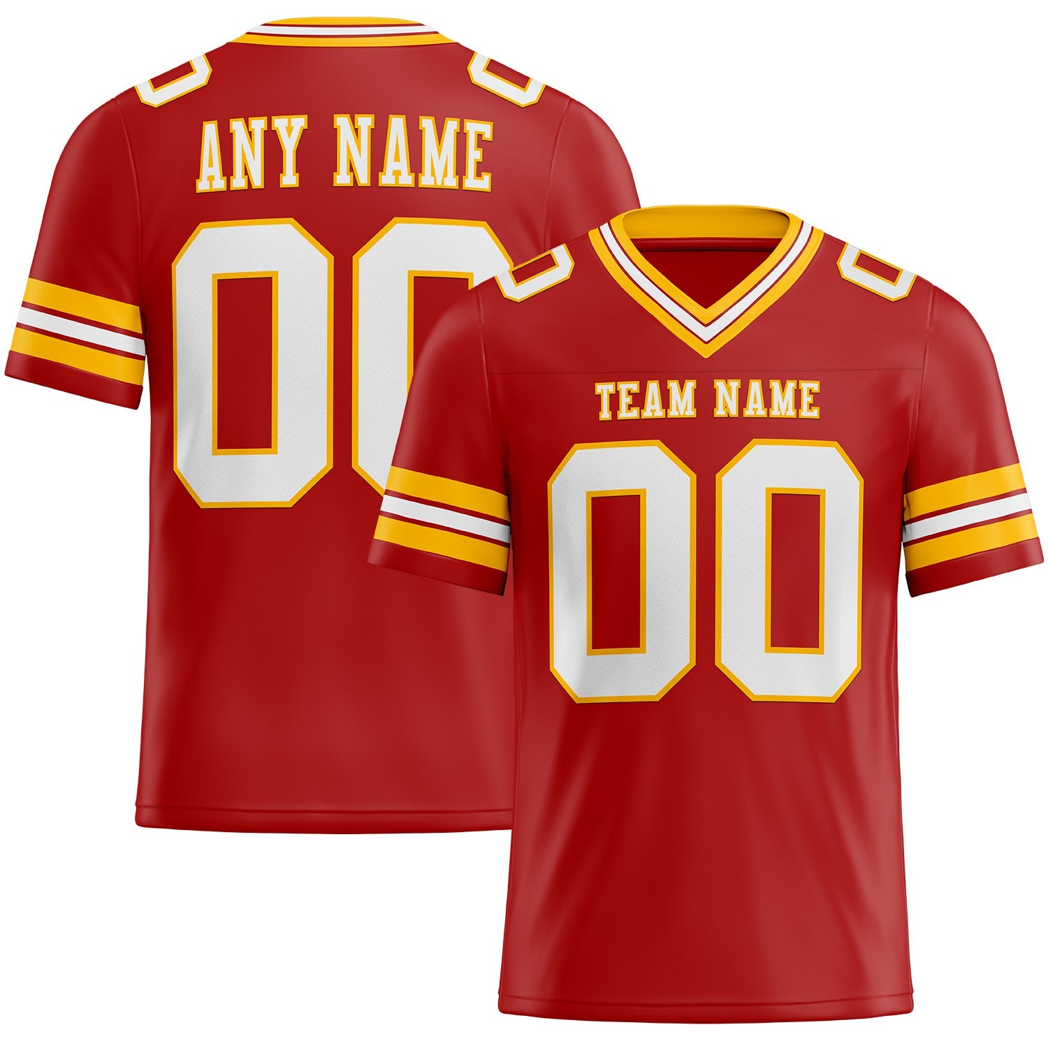 Custom Red White-Gold Mesh Authentic Football Jersey