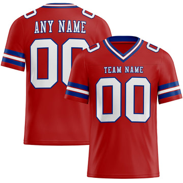 Custom Red White-Royal Mesh Authentic Football Jersey