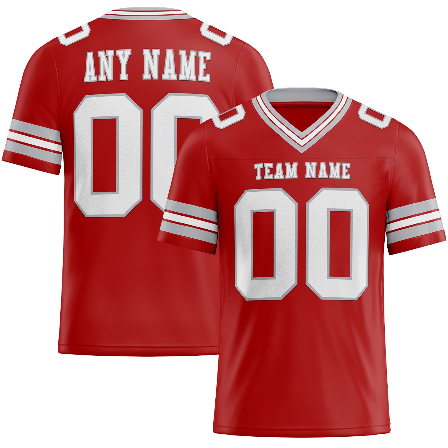 Custom Red White-Gray Mesh Authentic Football Jersey