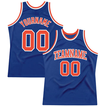 Custom Royal Orange-White Authentic Throwback Basketball Jersey