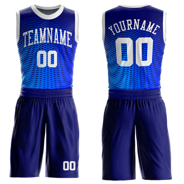 Custom Royal White-Navy Round Neck Sublimation Basketball Suit Jersey