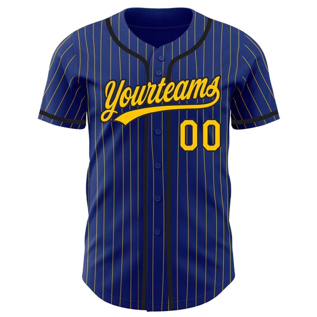 Custom Royal Yellow Pinstripe Black Authentic Baseball Jersey