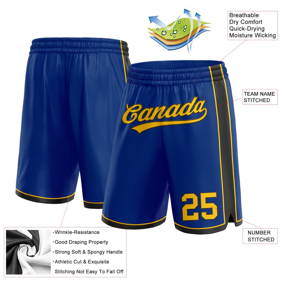 Custom Royal Yellow-Black Authentic Basketball Shorts