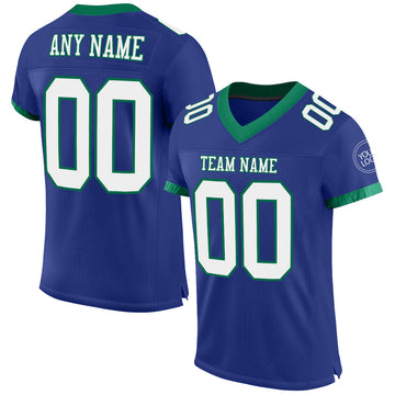 Custom Royal White-Kelly Green Mesh Authentic Football Jersey