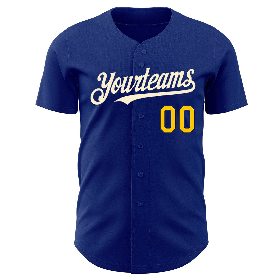 Custom Royal Yellow-Cream Authentic Baseball Jersey