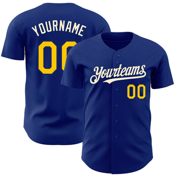 Custom Royal Yellow-Cream Authentic Baseball Jersey