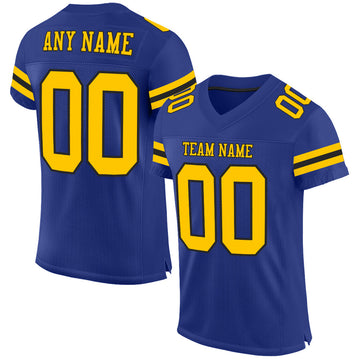 Custom Royal Yellow-Black Mesh Authentic Football Jersey