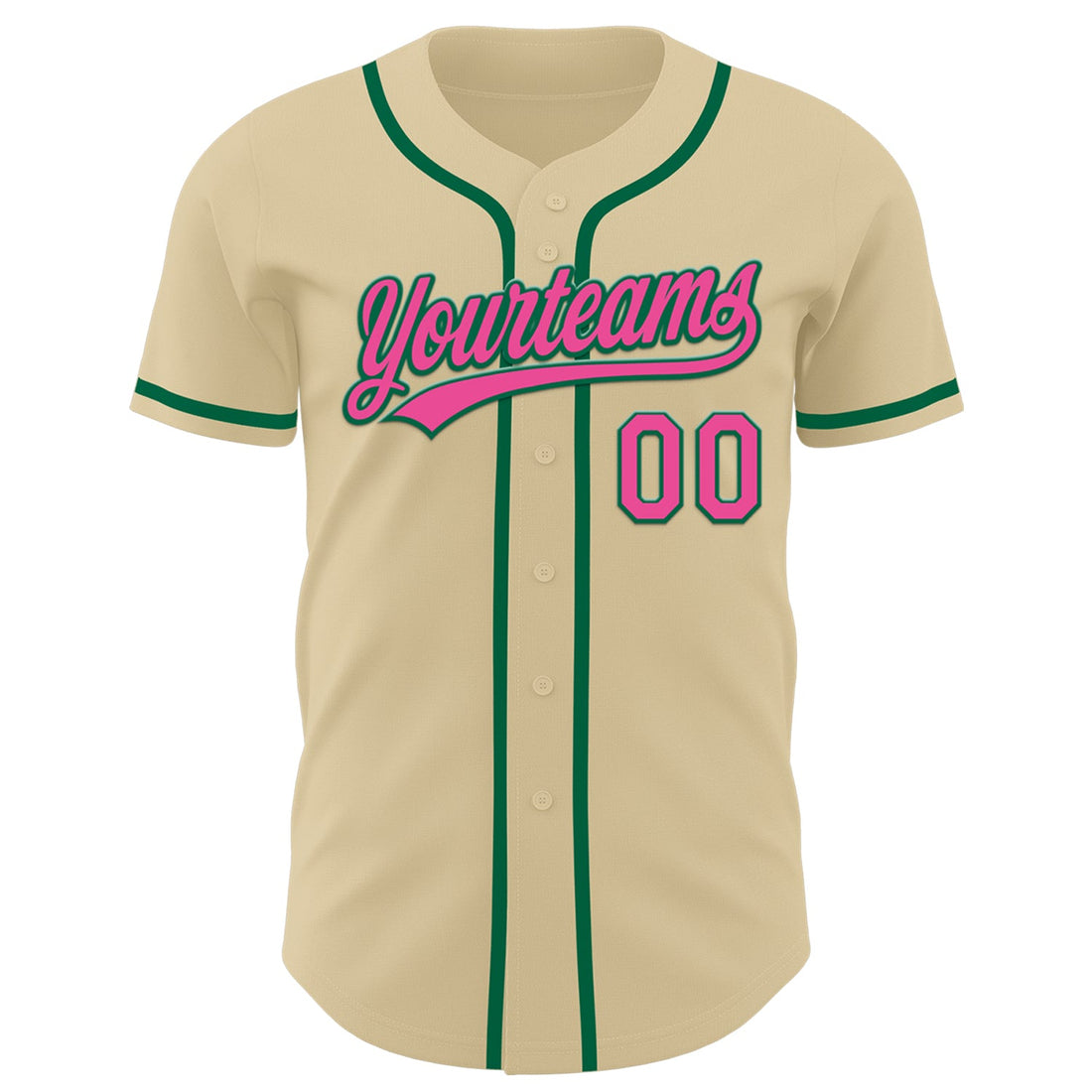 Custom Sand Pink-Kelly Green Authentic Baseball Jersey