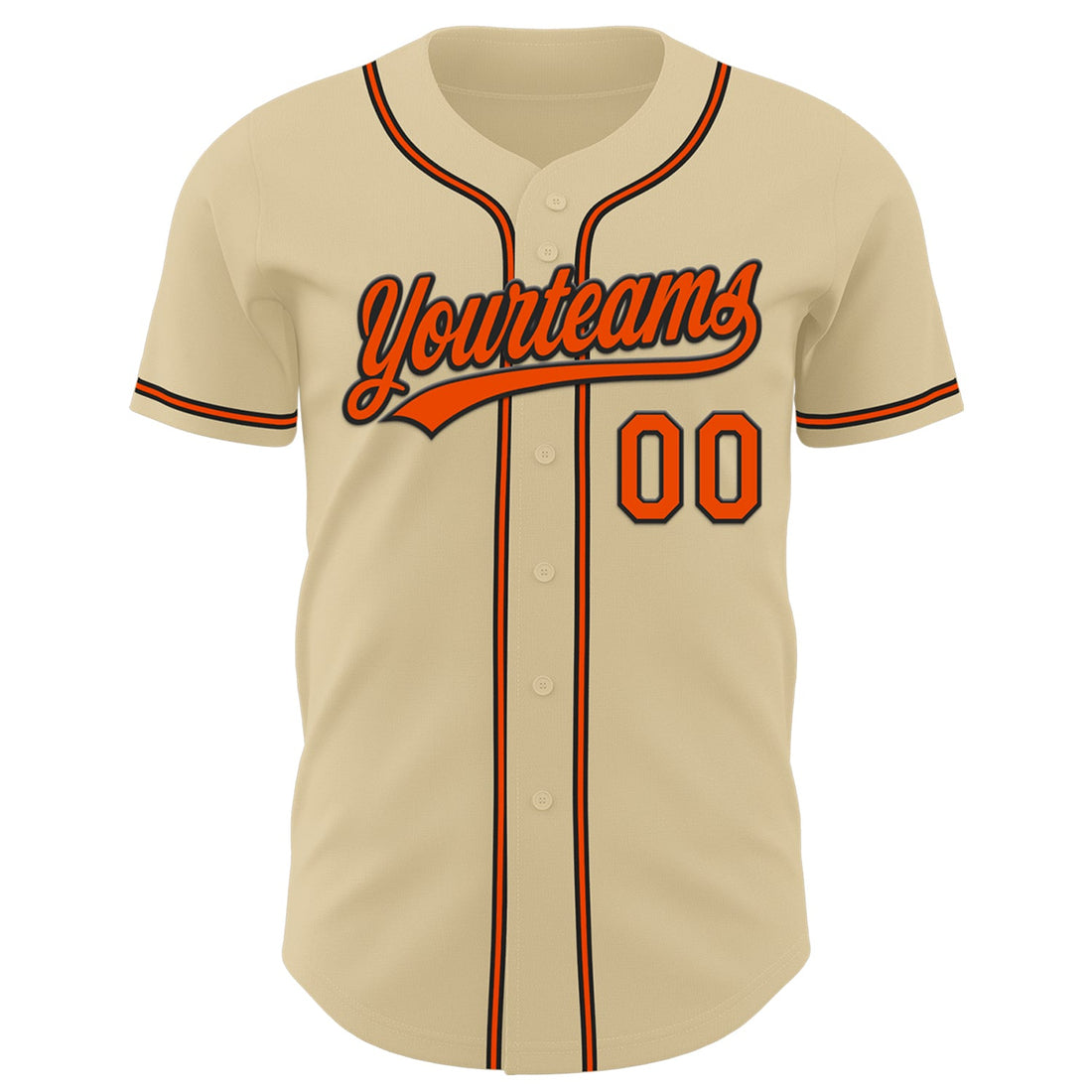 Custom Sand Orange-Black Authentic Baseball Jersey