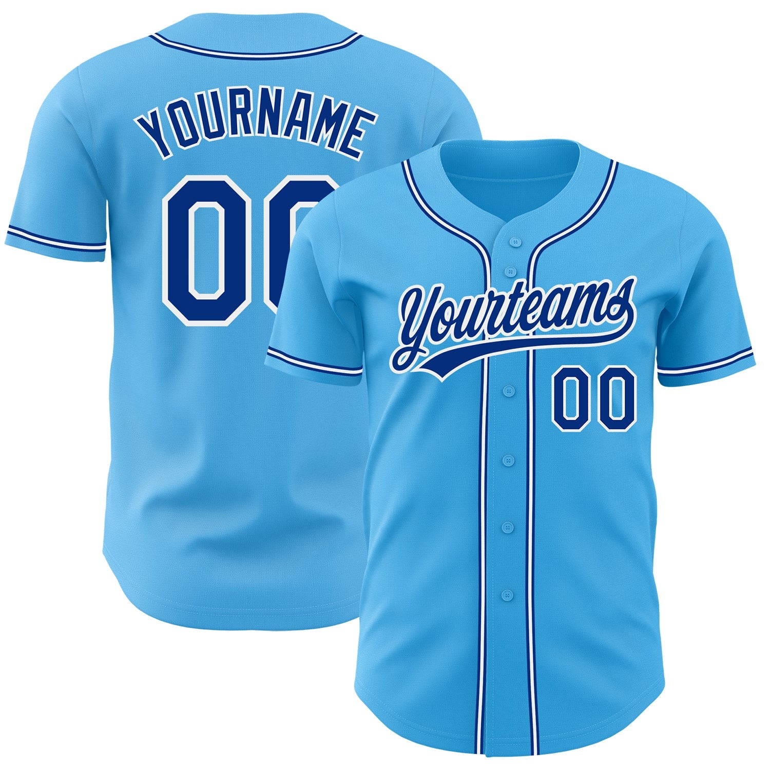 Custom Sky Blue Royal-White Authentic Baseball Jersey