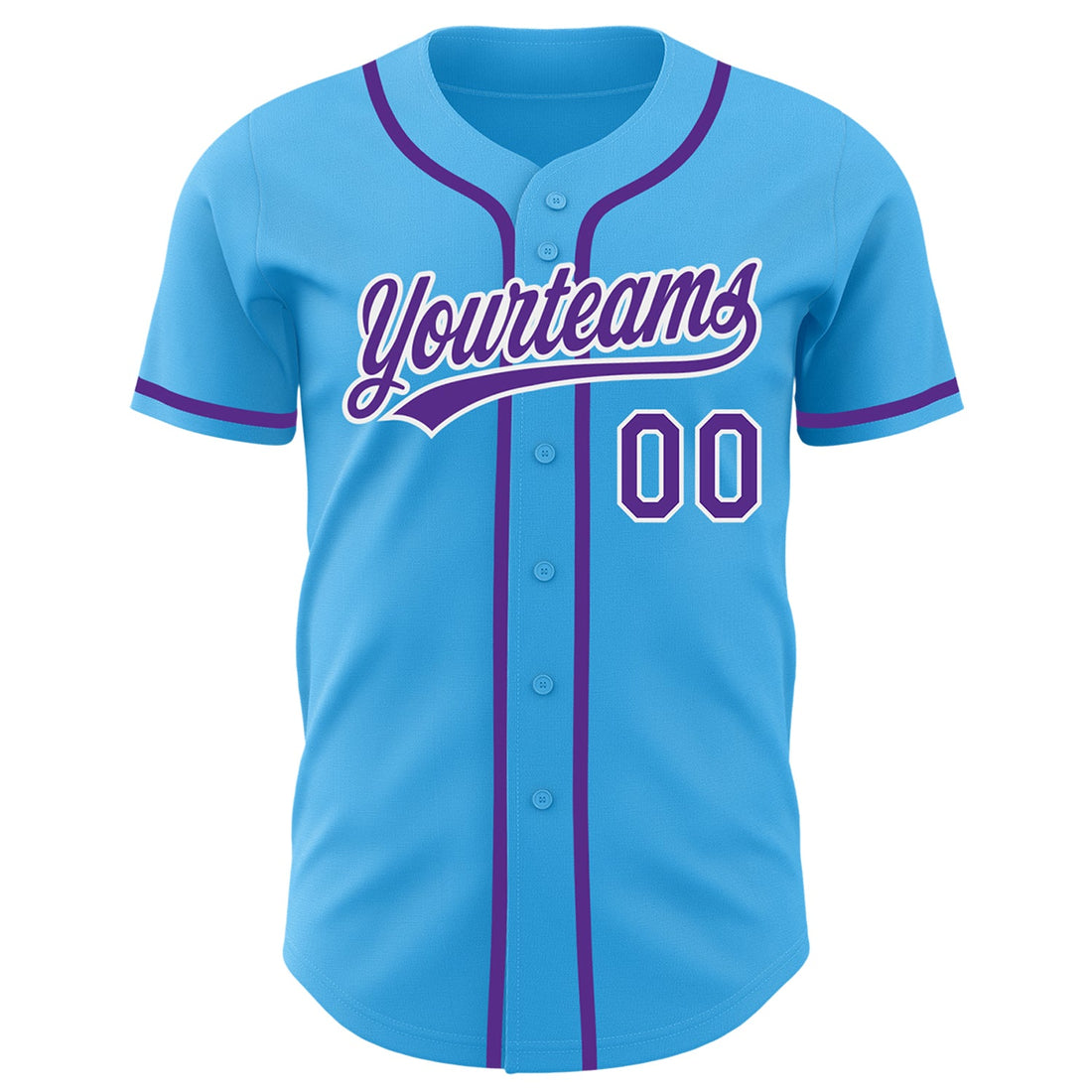 Custom Sky Blue Purple-White Authentic Baseball Jersey