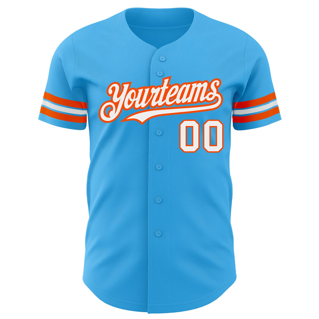 Custom Sky Blue White-Orange Authentic Baseball Jersey