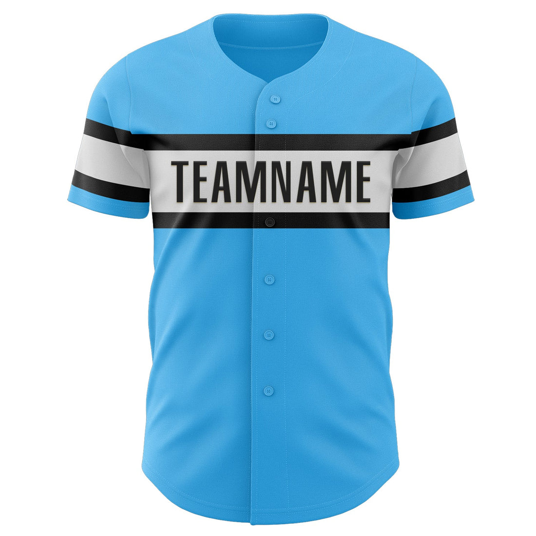 Custom Sky Blue Black-White Authentic Baseball Jersey