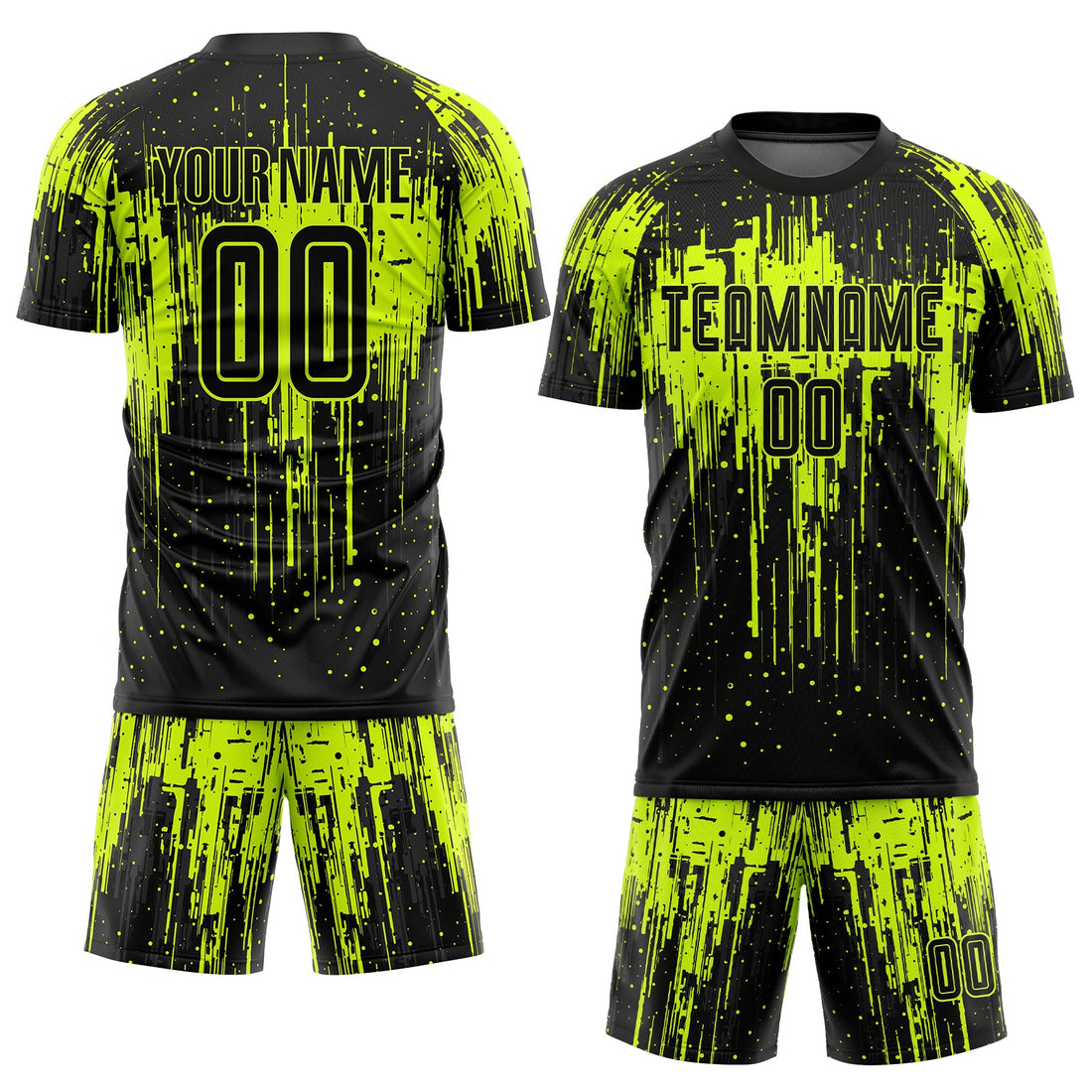 Custom Neon Green Black Sublimation Soccer Uniform Jersey