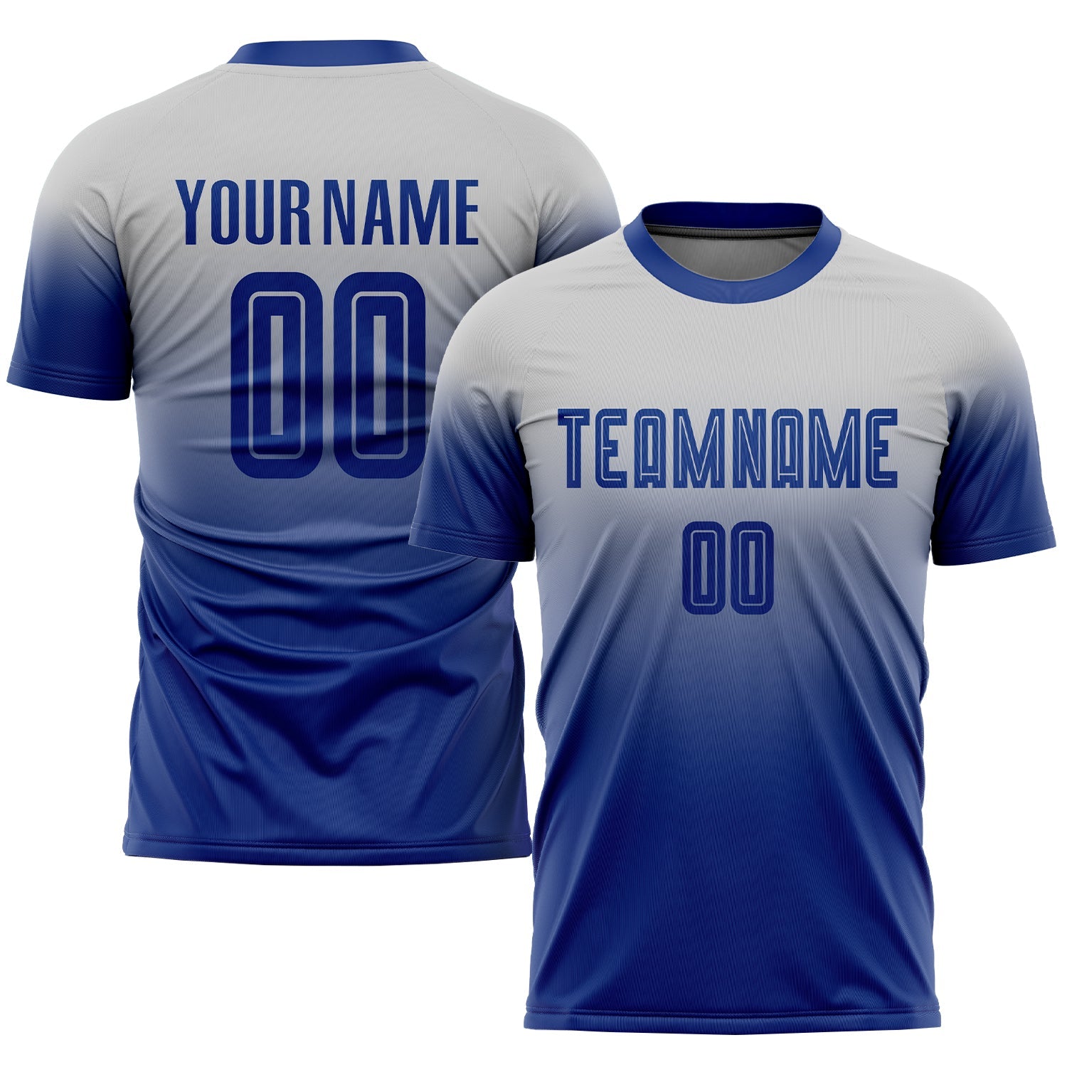 Custom Gray Royal Sublimation Fade Fashion Soccer Uniform Jersey