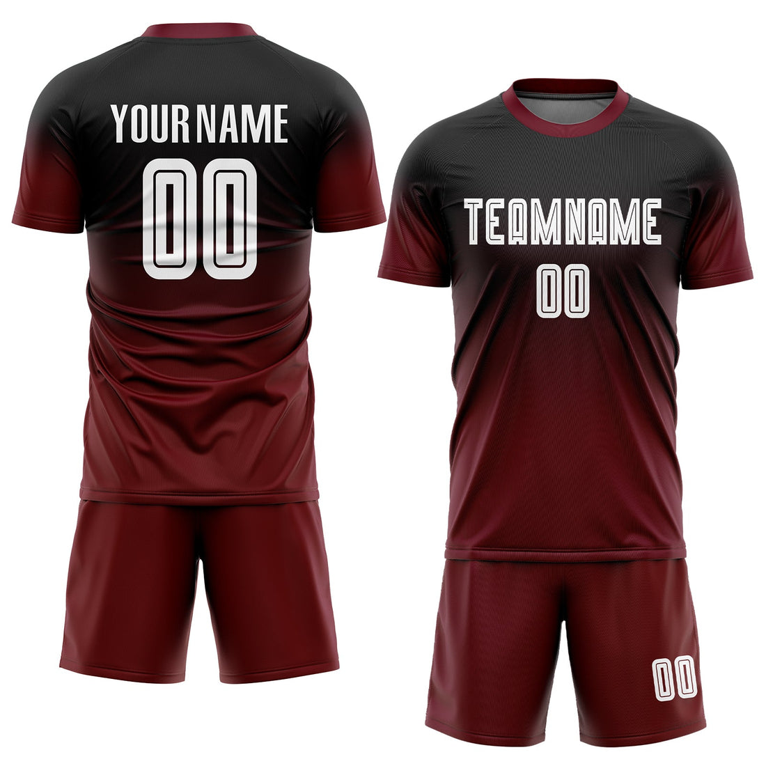 Custom Black White-Crimson Sublimation Fade Fashion Soccer Uniform Jersey