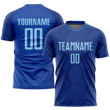 Custom Royal Light Blue Sublimation Soccer Uniform Jersey