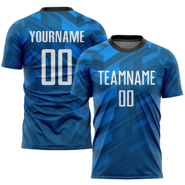 Custom Light Blue White-Black Sublimation Soccer Uniform Jersey